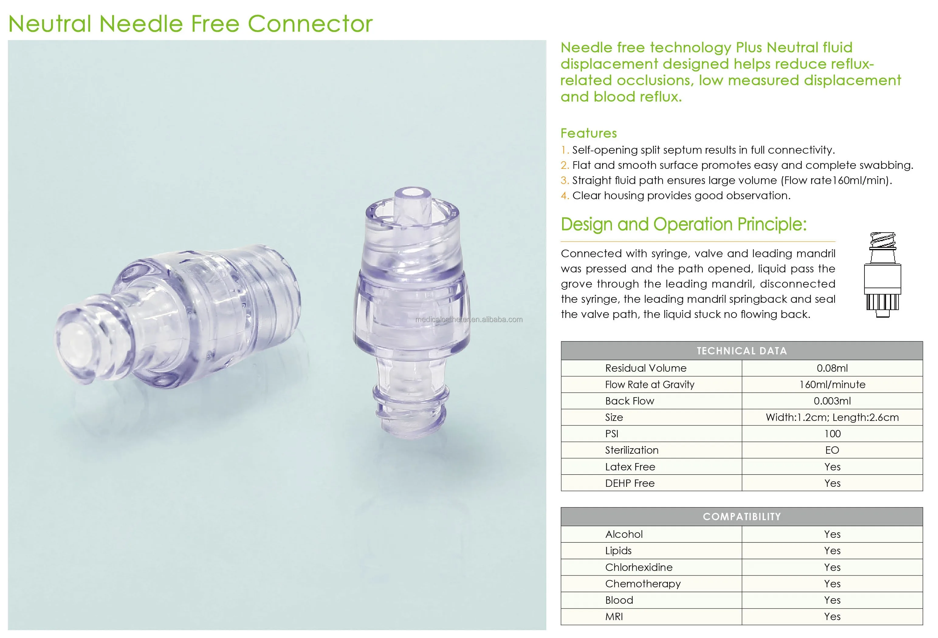 Transparent Straight Sterile General Medical Y Valve Needleless Needle Free Connector Price