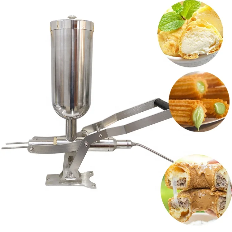 Cheap manual small size fruit strawberry pineapple cream chocolate honey bread core jam filling machine