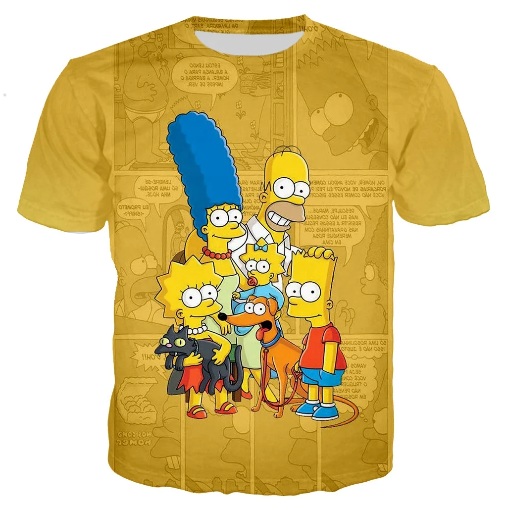 
hot sale hip hop t shirt men the simpsons 3D digital print anime sublimation t-shirt with fair price 