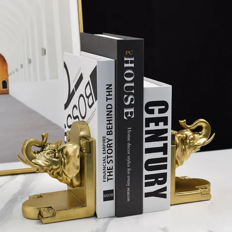 Resin Book Ends for book Shelves animal tiger wolf elephant deer elk head shape Bookends Decorative Rustic globe Bookshelf Decor