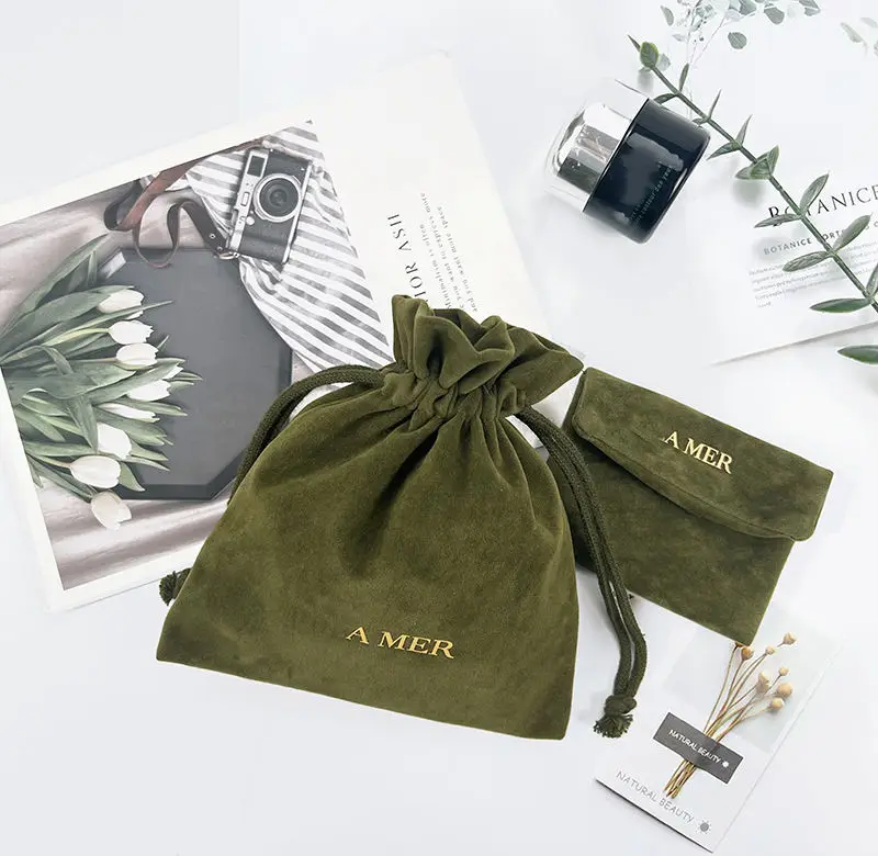 Wholesale Luxury Custom Logo Packing Jewelry Storage Gift Makeup Cosmetic Velvet Pouch Dust Drawstring Bag
