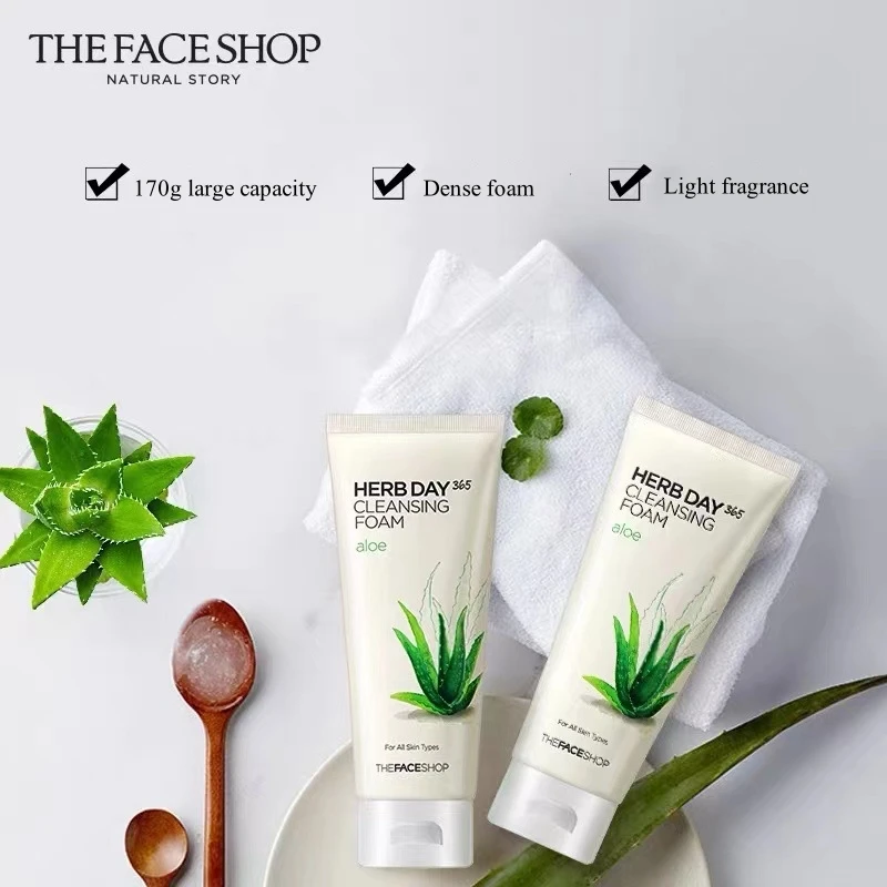 Korean Herbal Aloe Vera Lemon Face Wash Deep Cleansing Hydrating Foam Makeup Remove Gel Oil Control Foam Cleanser