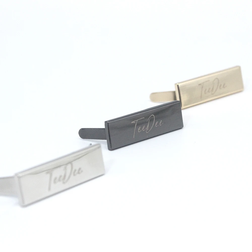 No Mold Cost Various Size Options Custom Logo Laser Print Metal Handbags Tags and Labels Nickel Free Branded Plates Wholesale