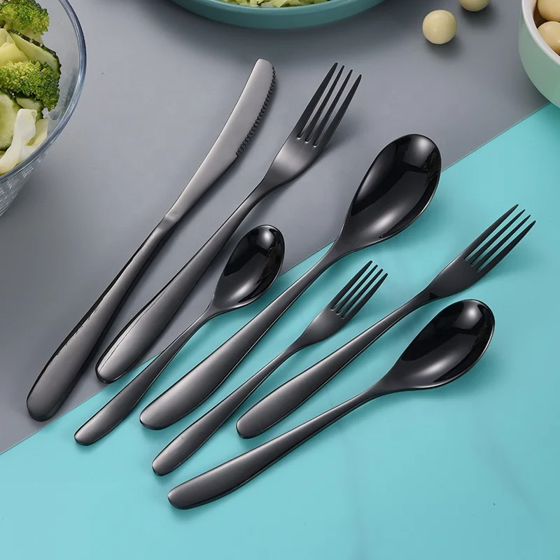 Hot selling stainless steel cutlery 304 simple style household full set of cutlery set gold-plated 4-piece gift box set