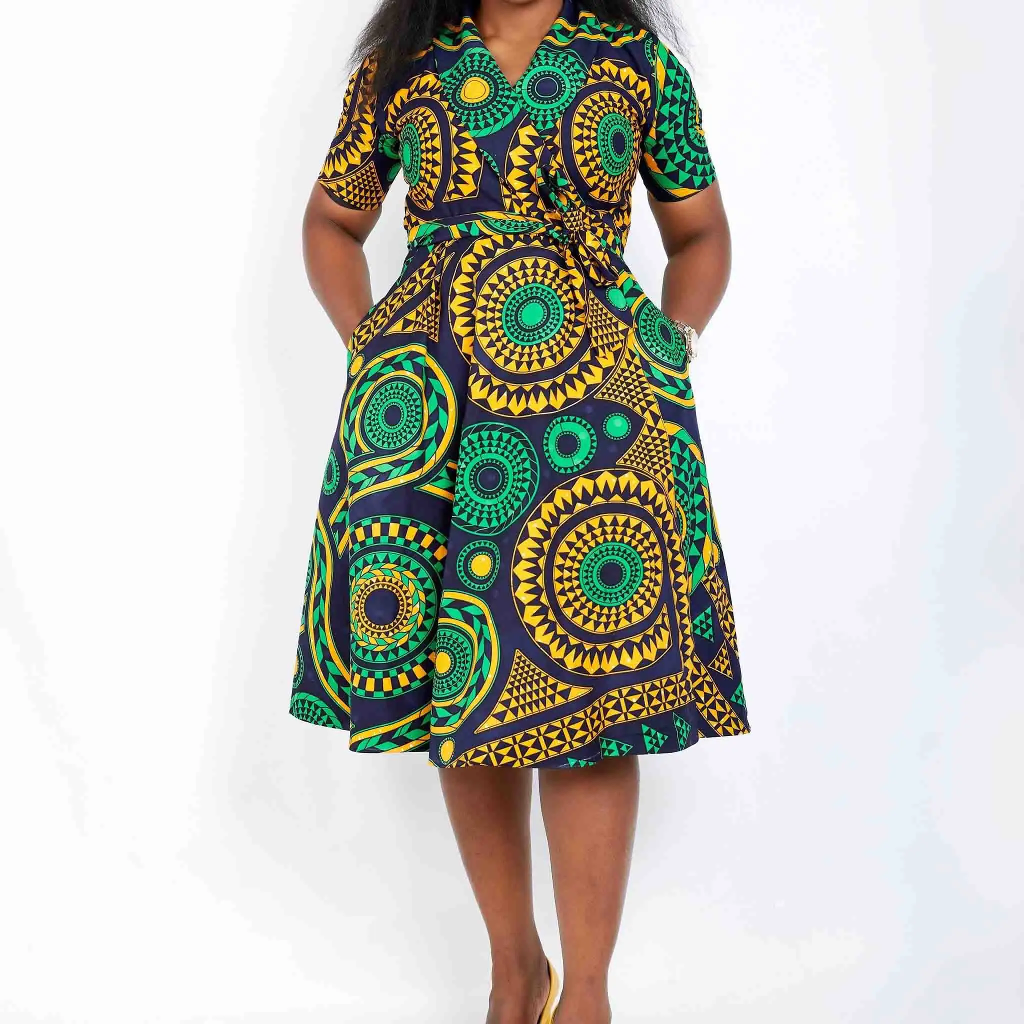 Traditional Cotton Short Sleeve Girls Midi Dresses for Women Clothing New African Ankara Modern OEM Service Adults Africa 50pcs