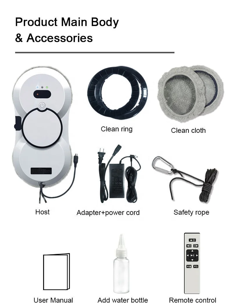 Household 2800Pa Smart Automatic Electric Remote Control Device Auto Fast Smart Window Cleaning Robot