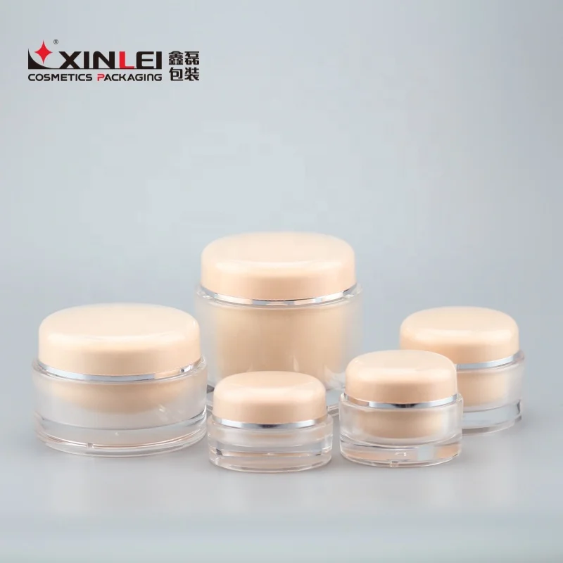 
Customized size logo and color light orange acrylic cosmetic sample jar 50ml 