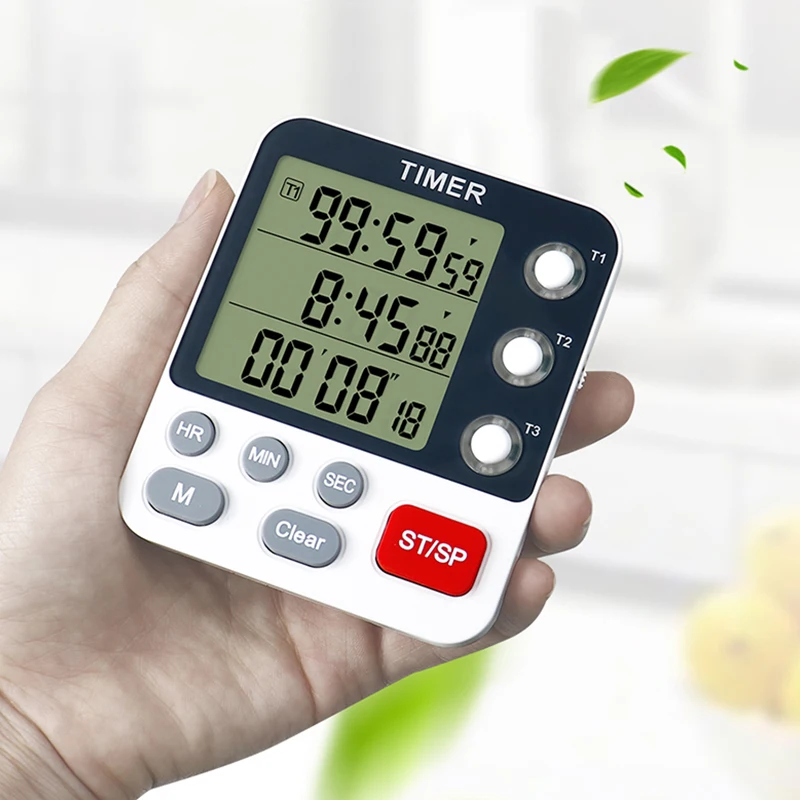 Memory Function 3 Group Kitchen Timer Count Up Countdown 3 Channels Digital Timers For Study
