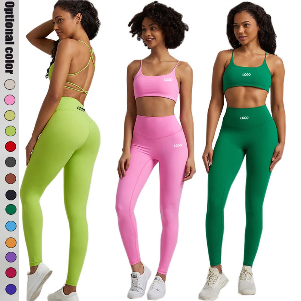 OEM ODM Workout Beauty Back High Support Bra Gym Fitness Sets Tummy Control Leggings Sets For Women Female Sports Wear