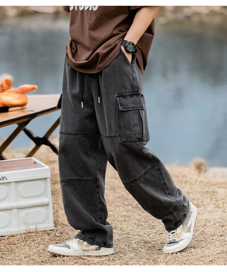 Baggy Jeans Pants For Men Baggy Jean Pants For Men Utility Straight Cargo Pants Side Pocket Hip Hop Trouser Men Pockets