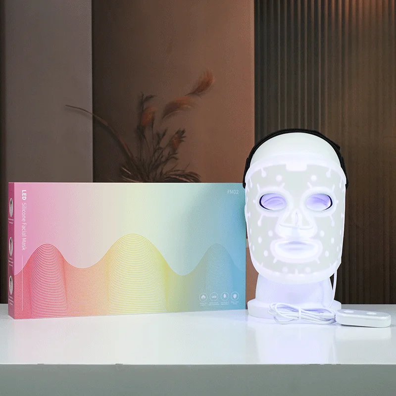 Microcurrent Silicone Facial Mask Led Light Photon Therapy Full Mask Skin Care Device