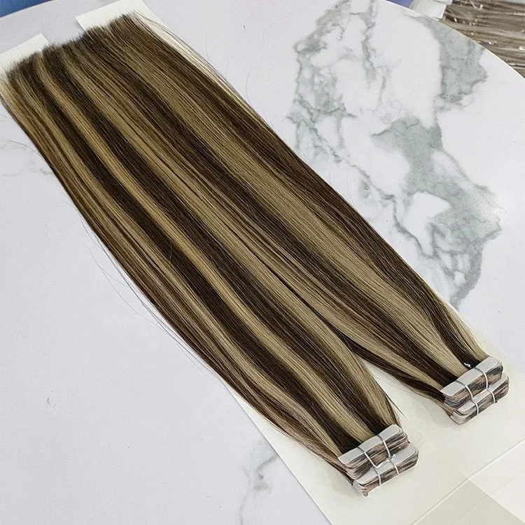 Luxury European Hair Double Drawn  22 inch Tape Virgin Human Hair Cuticle  Piano Color 2/24 Tape in Hair Extensions