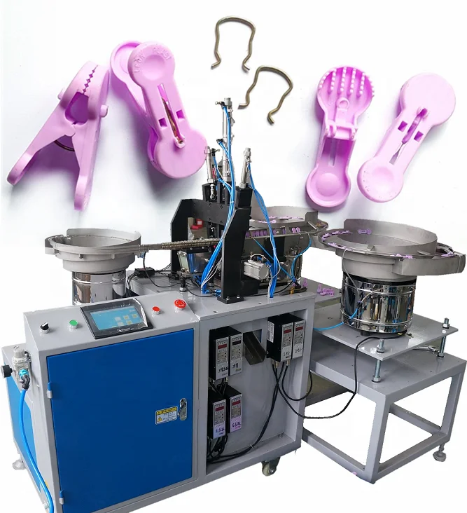 Clothes-pin assembly making machine, clothespin assembling machine