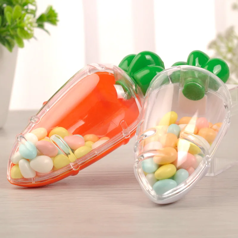 Factory Direct Supply Creative Carrot Plastic Transparent Candy Box Easter Chocolate Plastic Candy Boxes