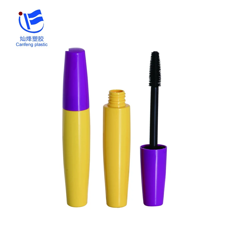 Classic purple yellow big empty mascara container bulk packaging plus 13ml empty mascara tubes with silicone brush