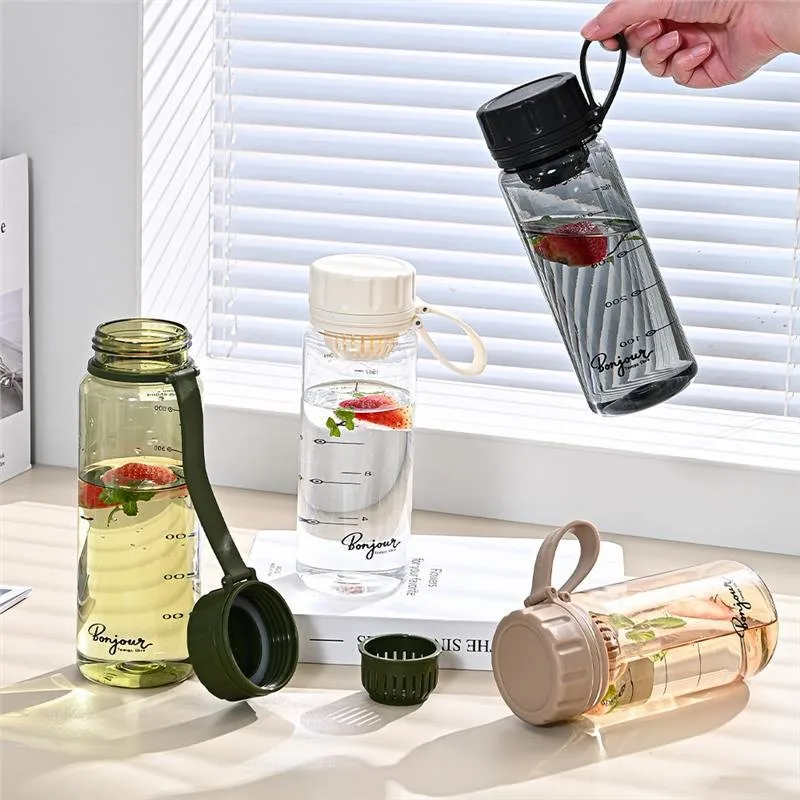 500/650/750 мл бутылка для воды с широким горлышком милый мультяшный детский ремешок чашка Удобный спортивный стиль для студентов с веревкой