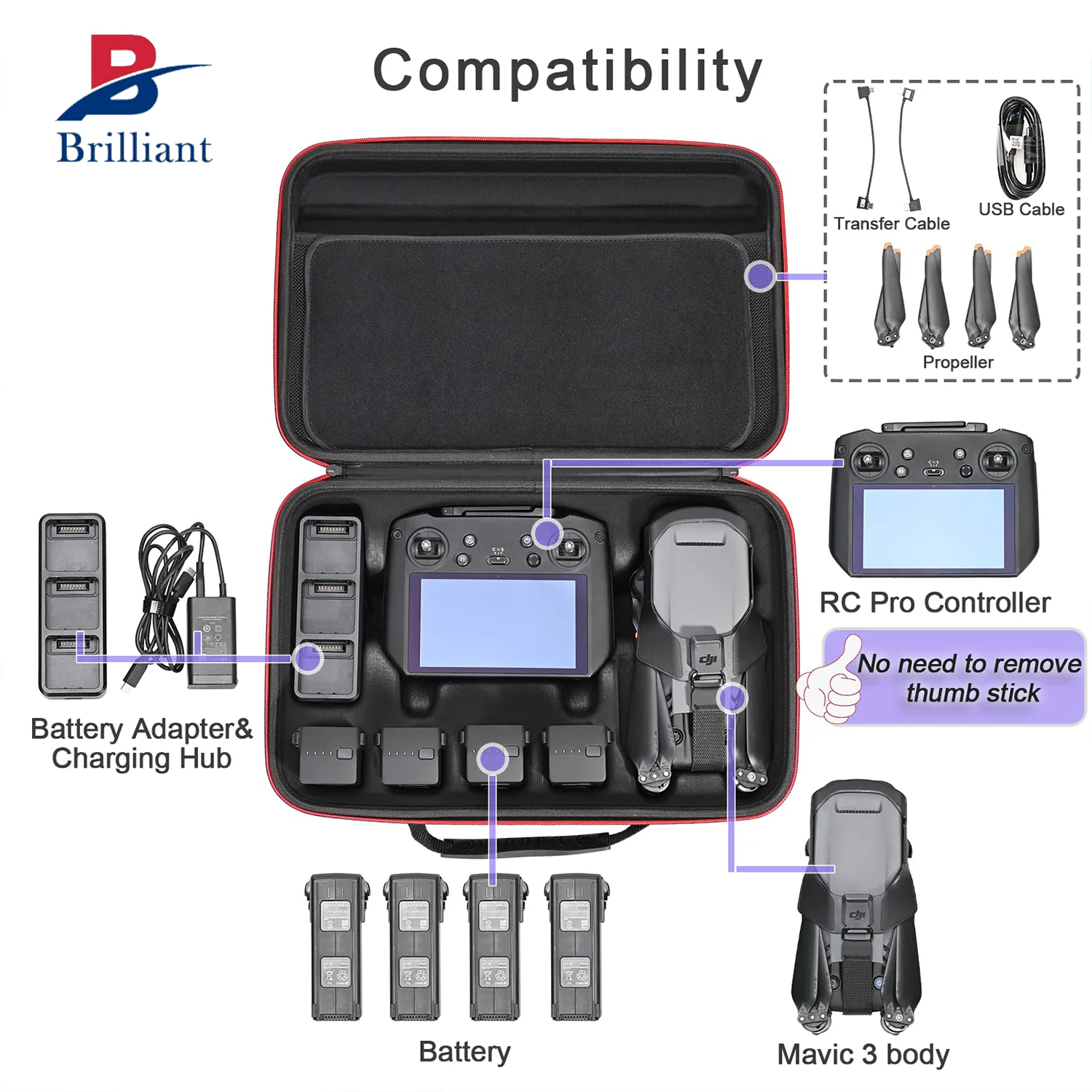 Brilliant Custom Travel Carrying Case for DJI Mavic 3 Classic Portable Eva Hard Shell Storage Case for Drone Controller