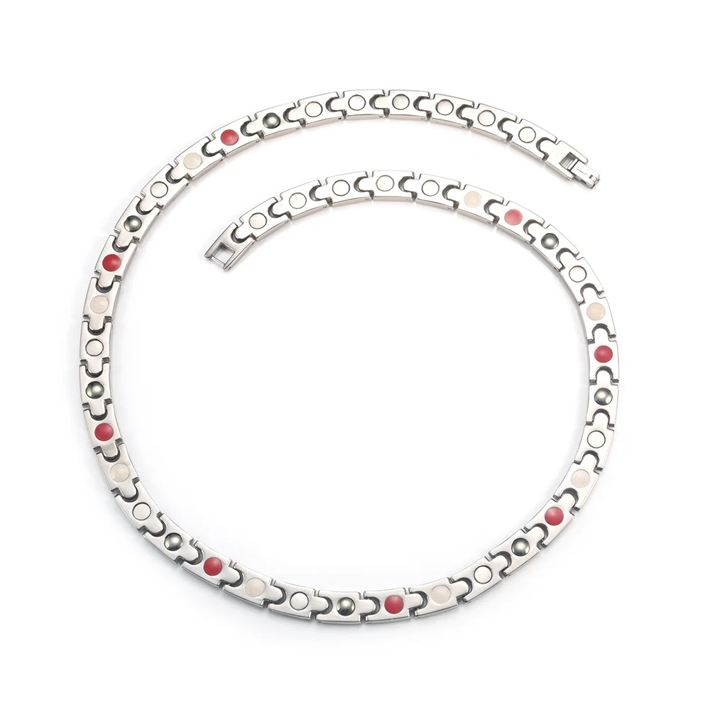 Wollet Elegant Natural Pain Relief Titanium Magnetic Therapy Necklace for Neck Arthritis Migraine Headaches Shoulders and Back