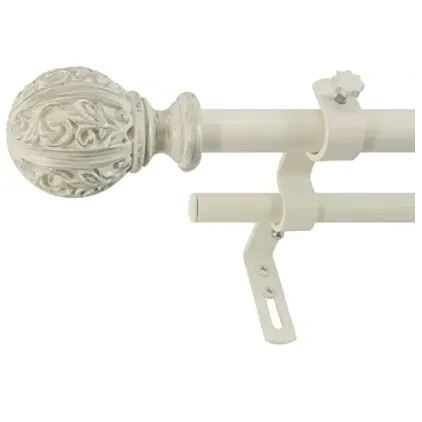 Wholesale drapery rod hardware chrome double  curtain pole extendable