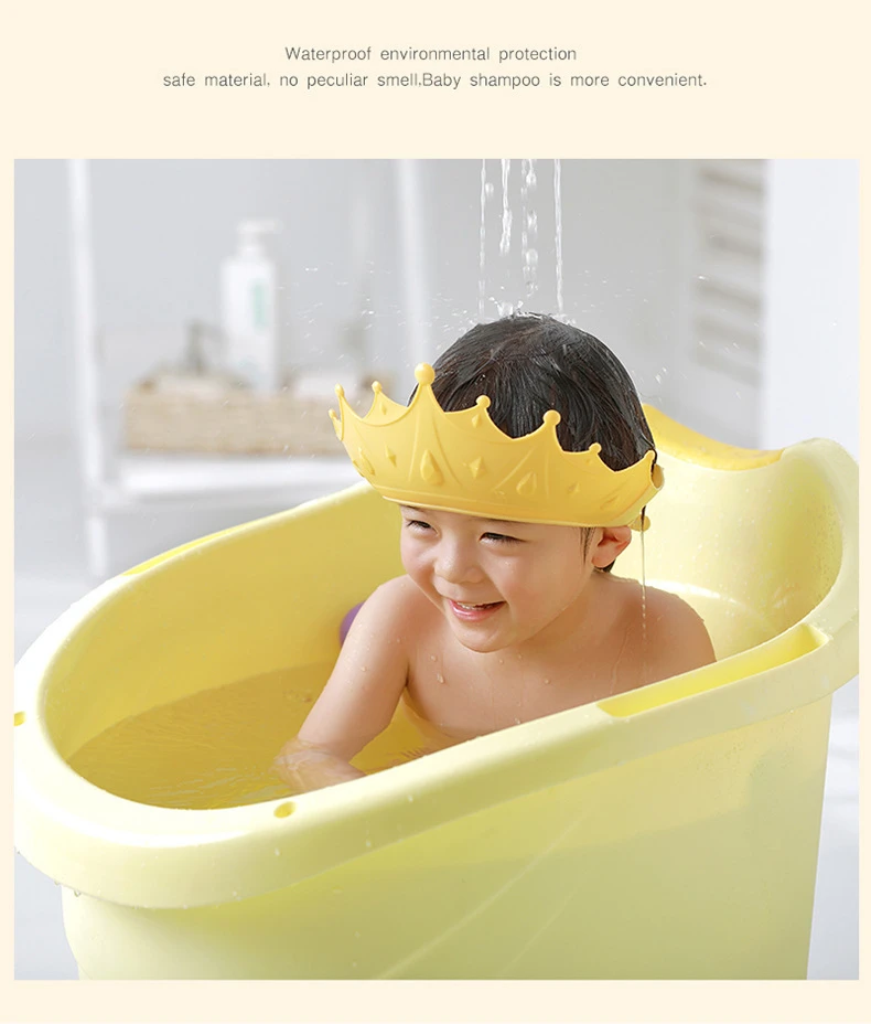 Kids Shampoo Bath Shower-caps Waterproof Bebe Crown Cartoon Kids Hair Wash Bath Head Hat Little Babies Baby Shower-Caps