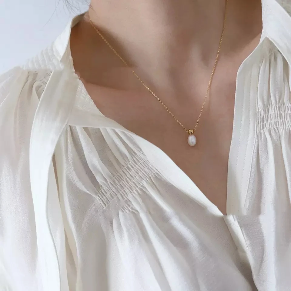 Inoxydable Femmale Perles Pour La Fabrication De Bijoux 18 carat 18k Gold Plated A Perfume Pearl Ball Necklace