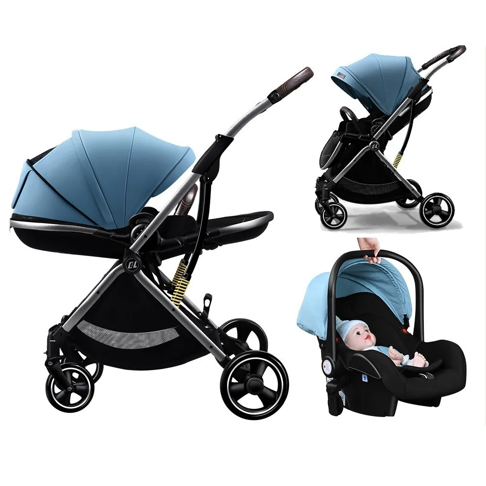 2023 New Multi-function Baby Stroller Eggshell Shape Leather Baby Carriage Model 2 in 1 Travel KBL-809 For New Born Stroller