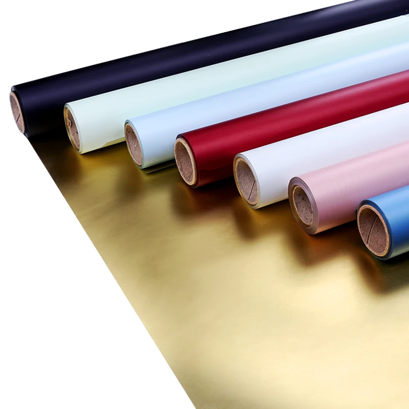 
Flower Wrapping Paper Florist Bi-Color Golden Waterproof Plastic Wrapper Korean Solid Color 