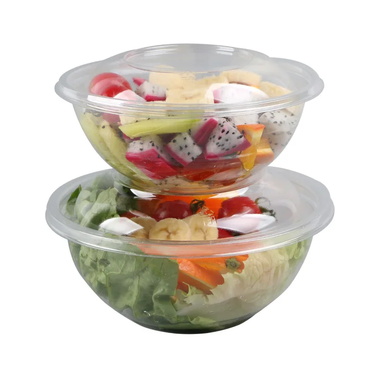 32oz Clear Disposable Fruit Ice Cream PET Plastic Dessert Salad Packing Bowl with lid