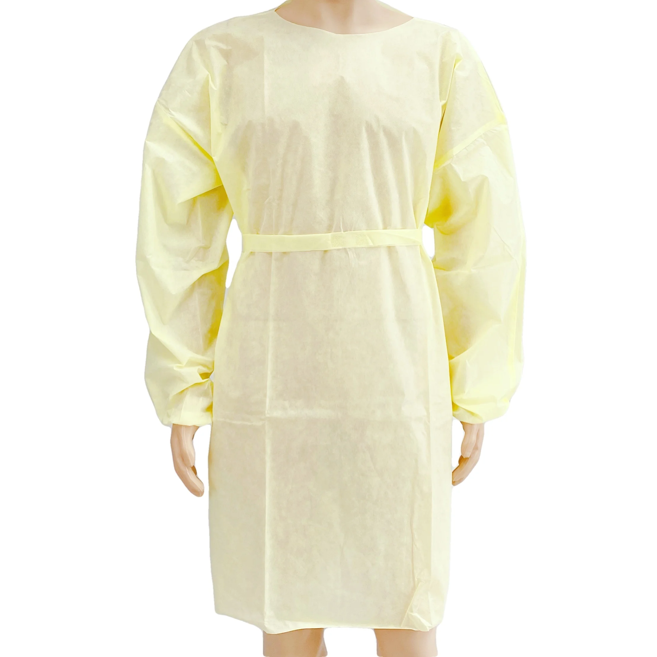Waterproof yellow SMS Surgical Gowns Ce Iso Approved  Disposable Sterile Isolation Gowns Medical Protective Clothing Oem