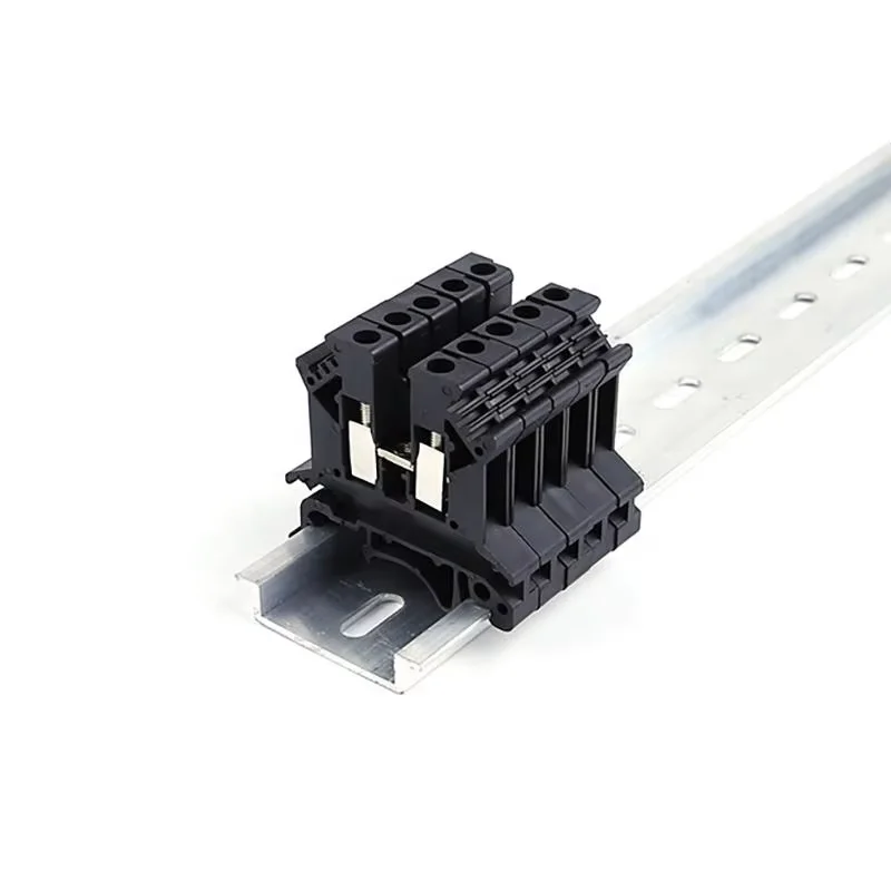 UK 2.5B Black Universal Installation Panel Mounted Feed Through Screw Cage Connector DIN Rail Screw Electric Terminal Block