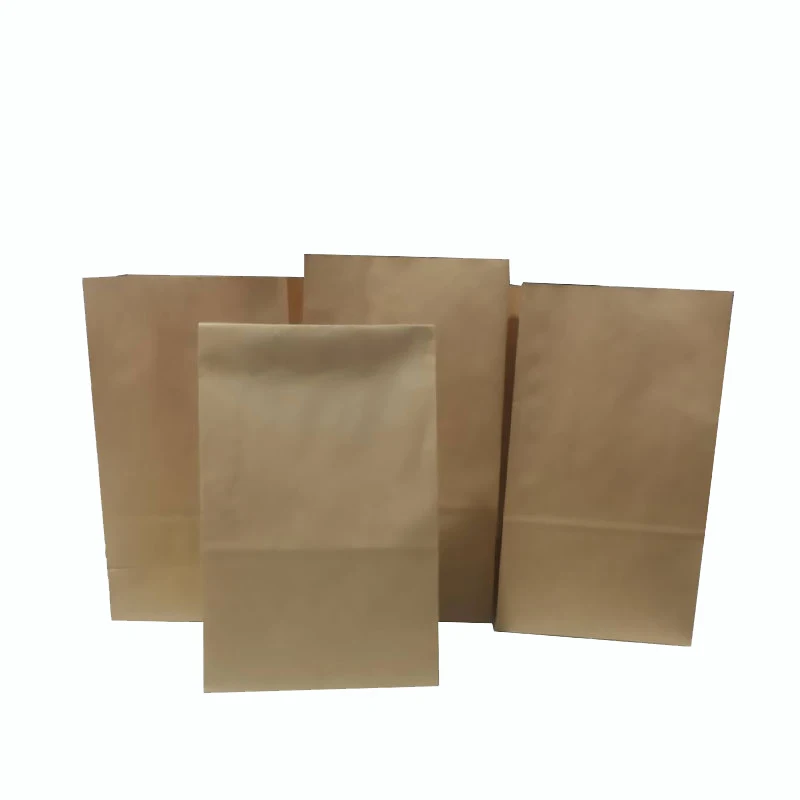 Hot Sale Custom Logo Brown Kraft Paper Bag with Perforations Square Bottom Takeaway for Food and Clothing
