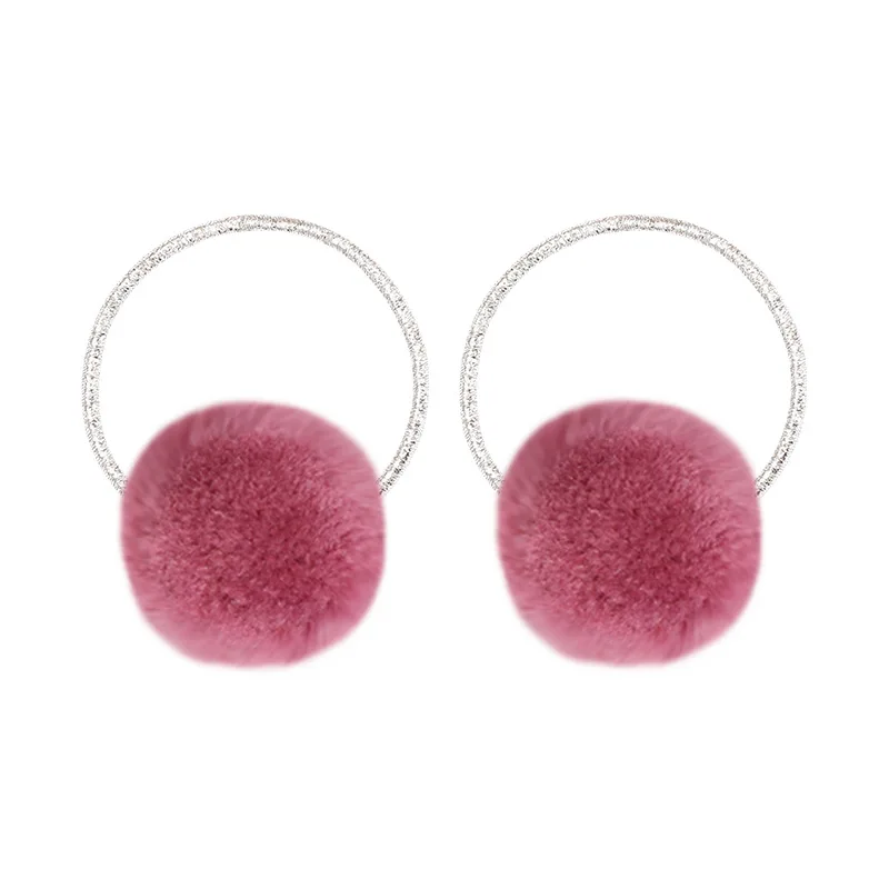 Kids Girls Solid Ribbon Hair Bow Elastic Tie Hair Clips With Pom Pom  Hairpins Cute Barrettes