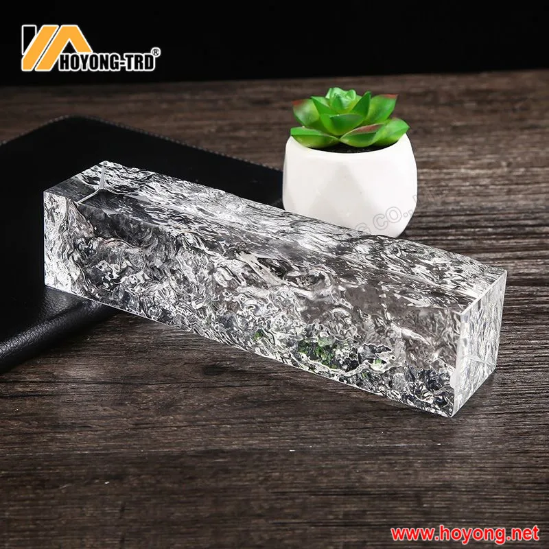 Clear ice textured glass blocks with grooved card slots Customizable color crystal glass blocks Glass blocks
