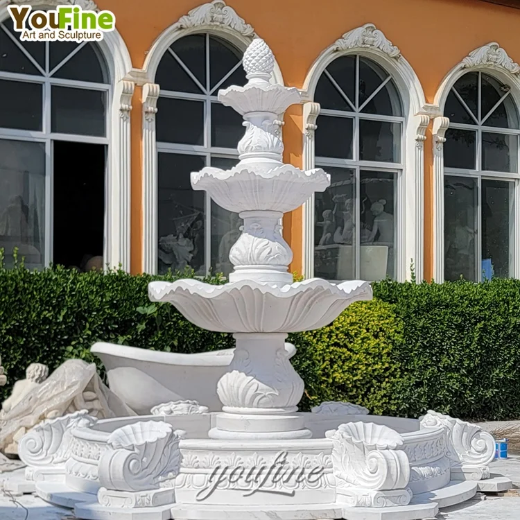 3 Tiers Outdoor White Stone Marble Garden Water Fountain