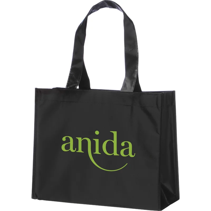 Promotional reusable waterproof pp laminated non woven tote shopping bag with custom logo
