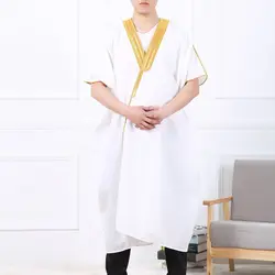 2021 Мужская тонкая туника с золотой нитью и вышивкой с золотой каймой средневосточное Африканское мусульманское платье