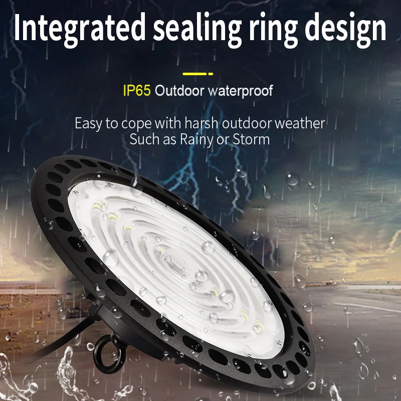 Super Bright 100/150/200W UFO LED High Bay Lights Waterproof Commercial Industrial Market Warehouse Garage Workshop Garage Lamps