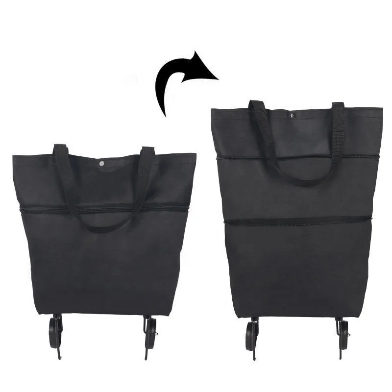 Lightweight Supermarket Carts Reusable Grocery Foldable Collapsible Shopping Trolley Cart Bags Folding Shopping Bag with Wheels