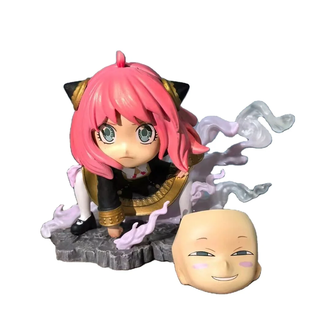 10Cm Spy Family Game Figurine Anya Forger Cos Monkey D. Luffy 2Nd Gear Squatting Kawaii Action Figures Collectible Model Toy