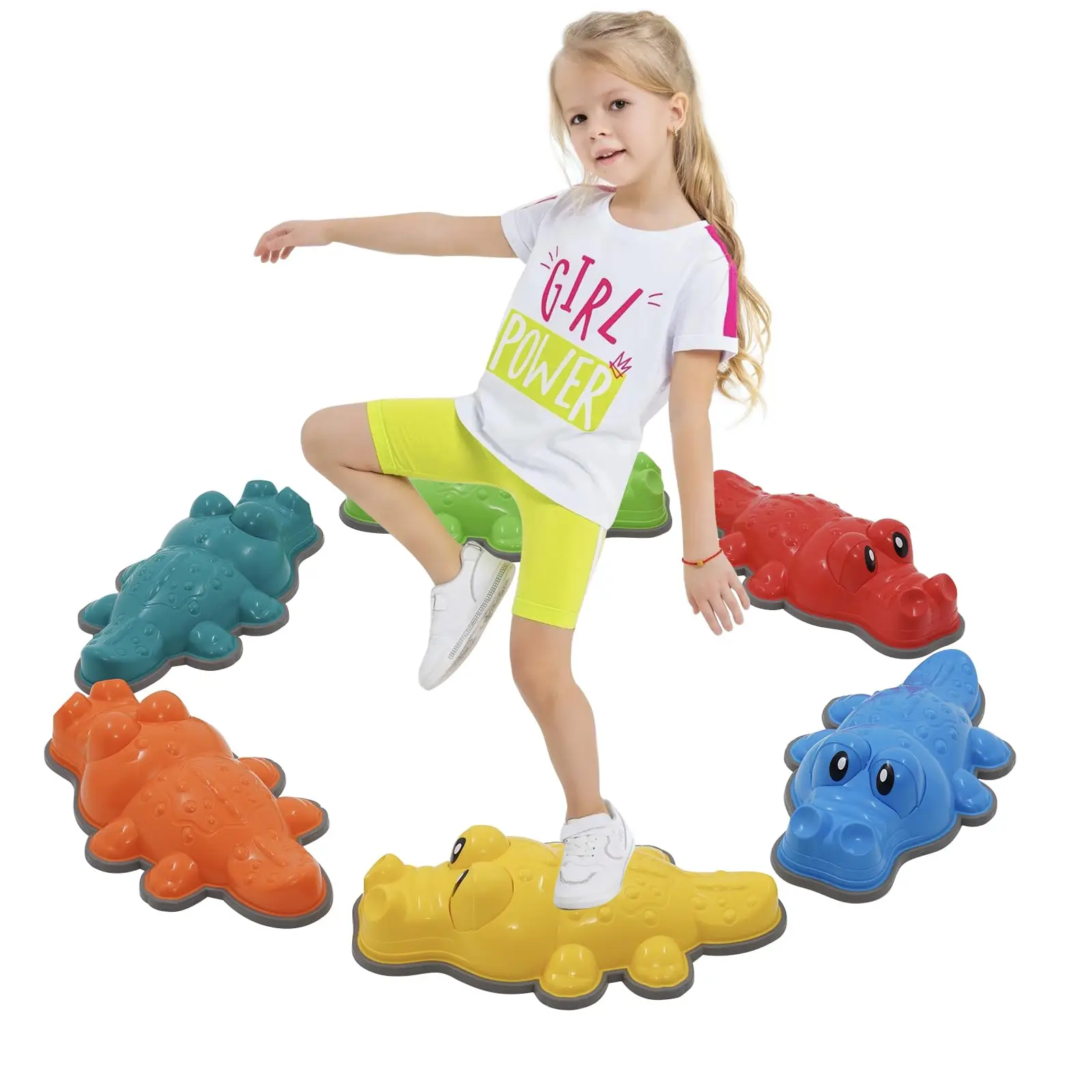 Kids Alligator Balance Stepping Stones Non-Slip Stepping Stones for Kids Coordination Balance Block Sensory Toys Indoor Outdoor