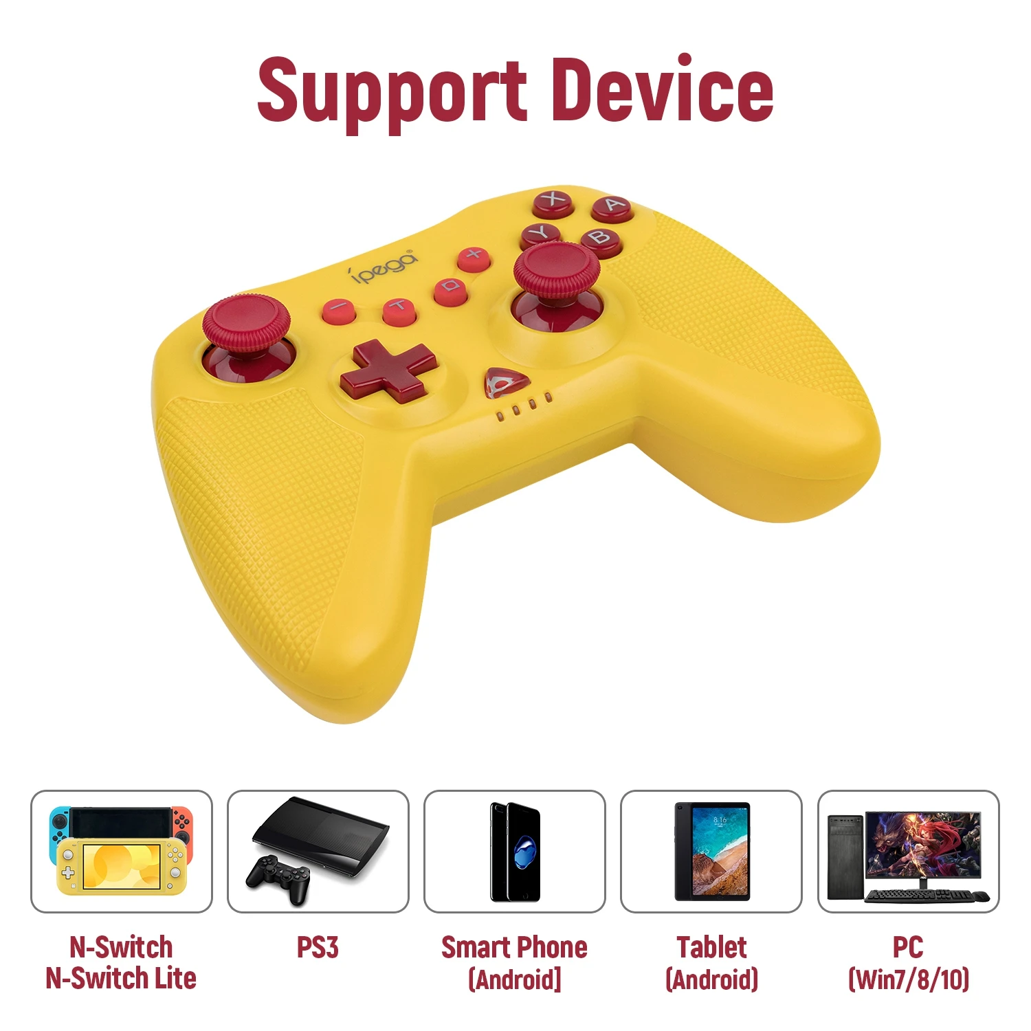 Latest Gamepad iPega PG-SW020B Wireless Mobile Phone Game Controller for Android for Nintendo Switch for Switch Lite -Yellow