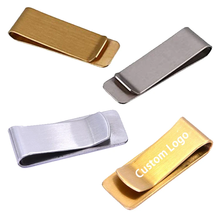 Wholesale Custom Personalized Logo Cheap Classic Stainless Metal  Money Clip Dollar Clamp Easy Carry Cash Holder