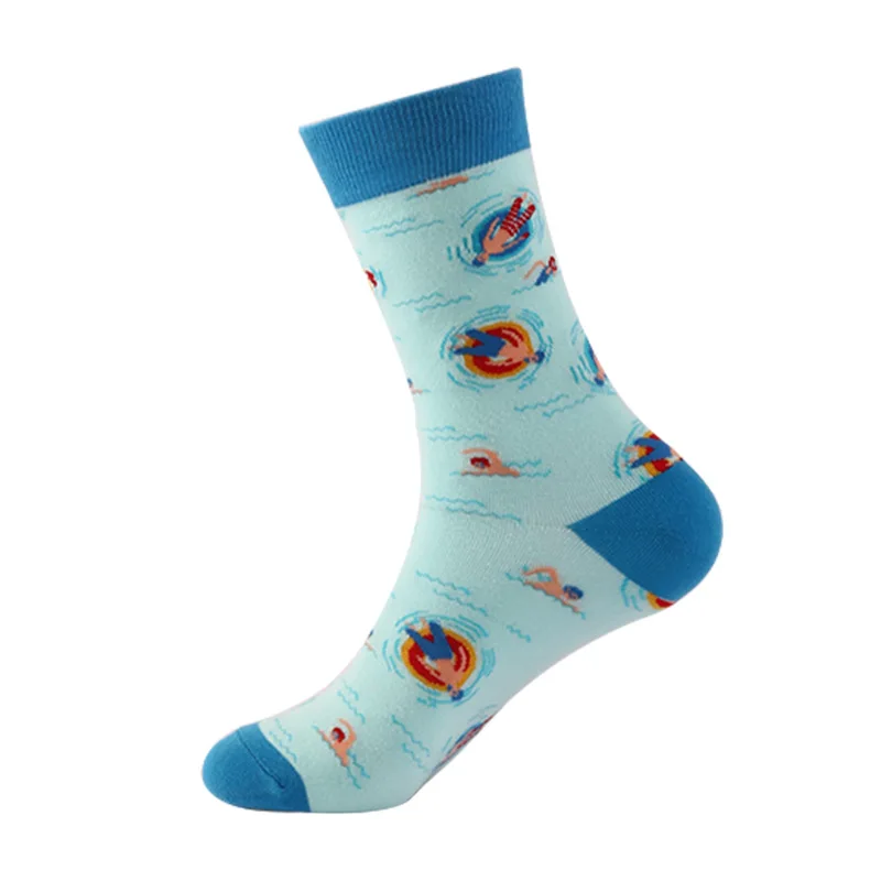 KTS European American Styles Sea Turtle Jellyfish Creatures Pure Cotton Women Men Character Holiday Colorful Fancy Happy Socks
