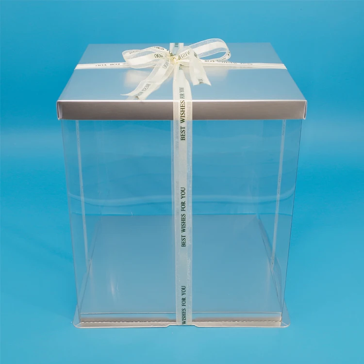 Food Grade Paper Card PET Clear High Transparent Packaging Box For Cake Rose Bear