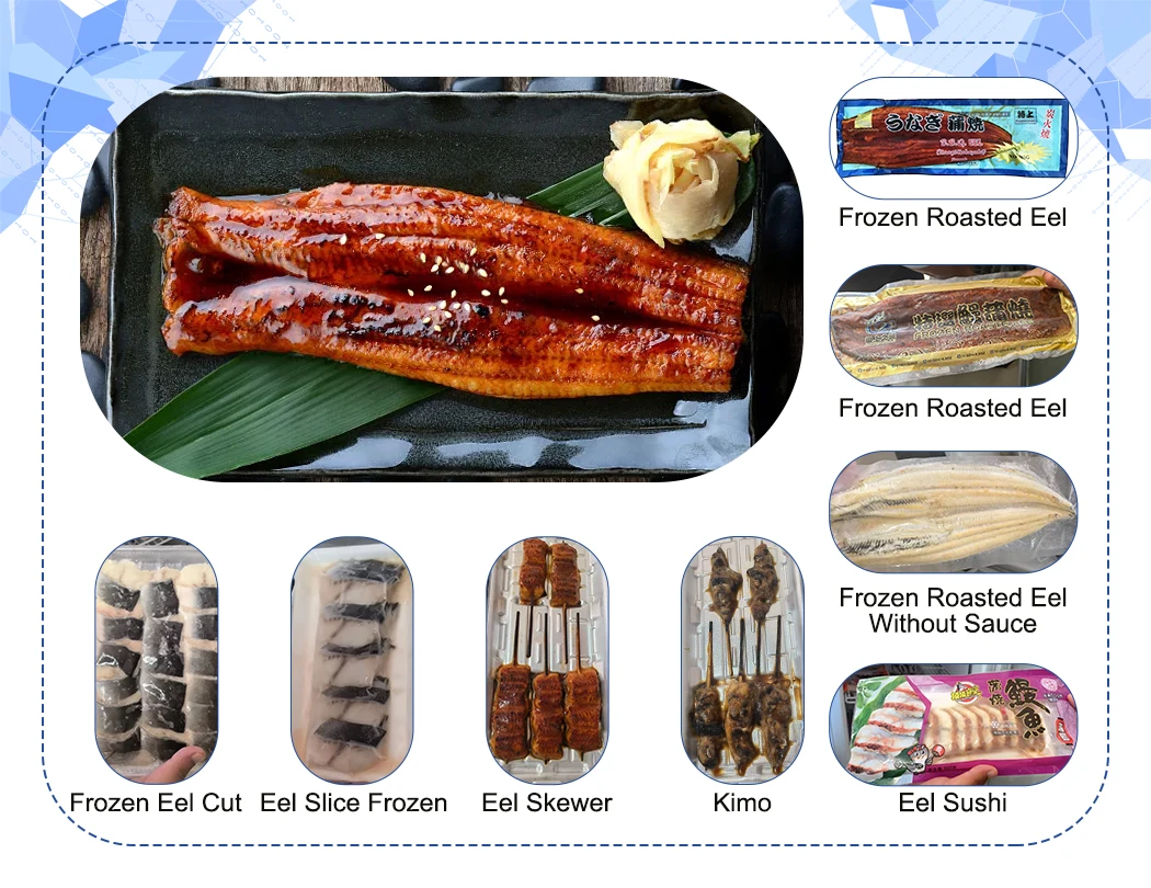 Japanese Technique IVP package Dried Roasted Frozen Eel Customized Unagi Shirayaki