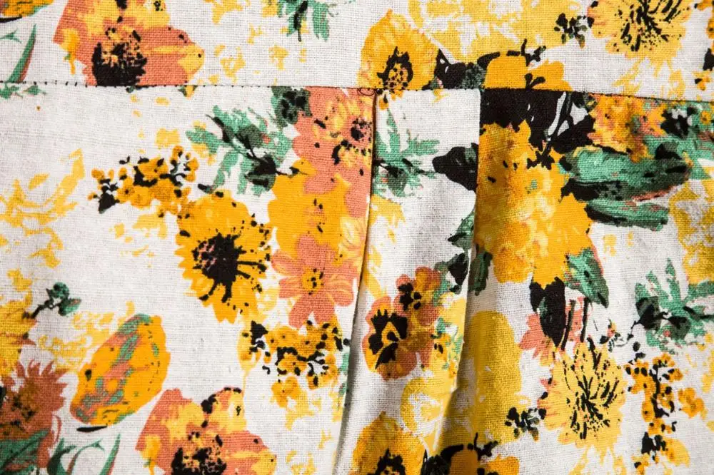 Hot sale Short Sleeve Casual Flower Cotton Linen shirt for men