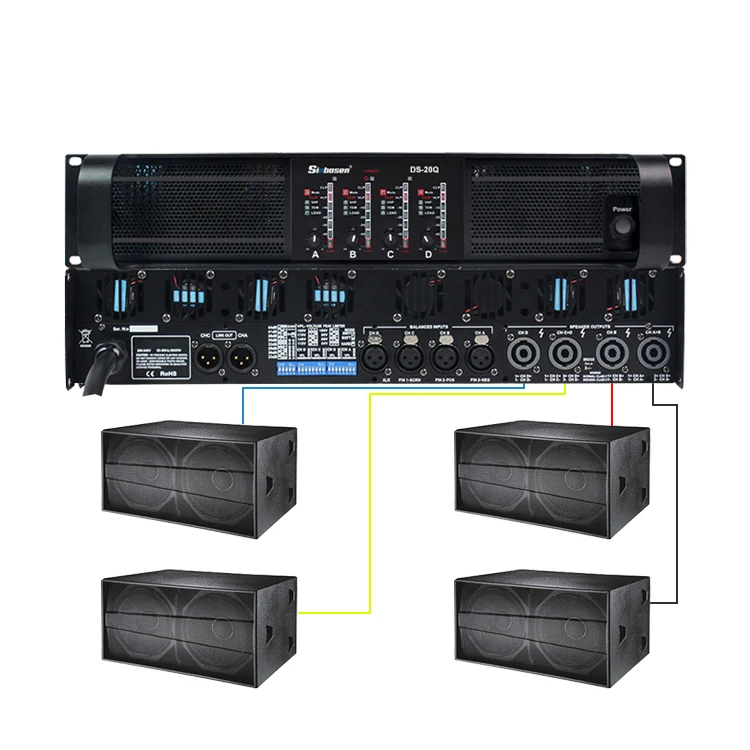 DS-20Q 5000w power amplifier 4 channel  musical pre   audio professional subwoofer amplifier