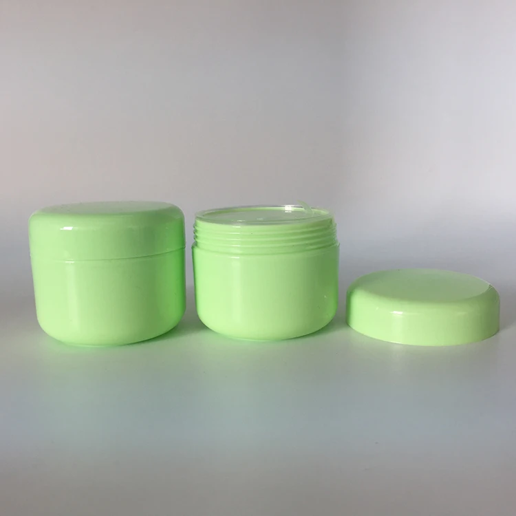 Plastic 50g 2oz Round Green Cosmetic Jar