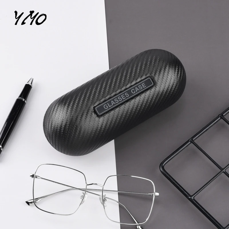 2022 New Carbon Fiber Material Sunglass Case Black Leather Men Eyewear Case Ladies Glass Holder Protect Logo Customized Case