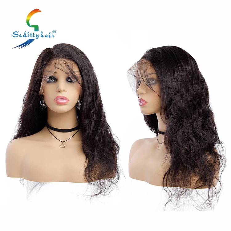 Overnight shipping glueless baby hair body wave 100% peruvian wig human hair full lace wig